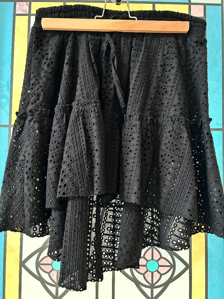 Zwarte broderie rok, Ibiza Mode, S/M. €10. Ophalen., Ibiza Mode, Zwart, Nieuw, Boven de knie