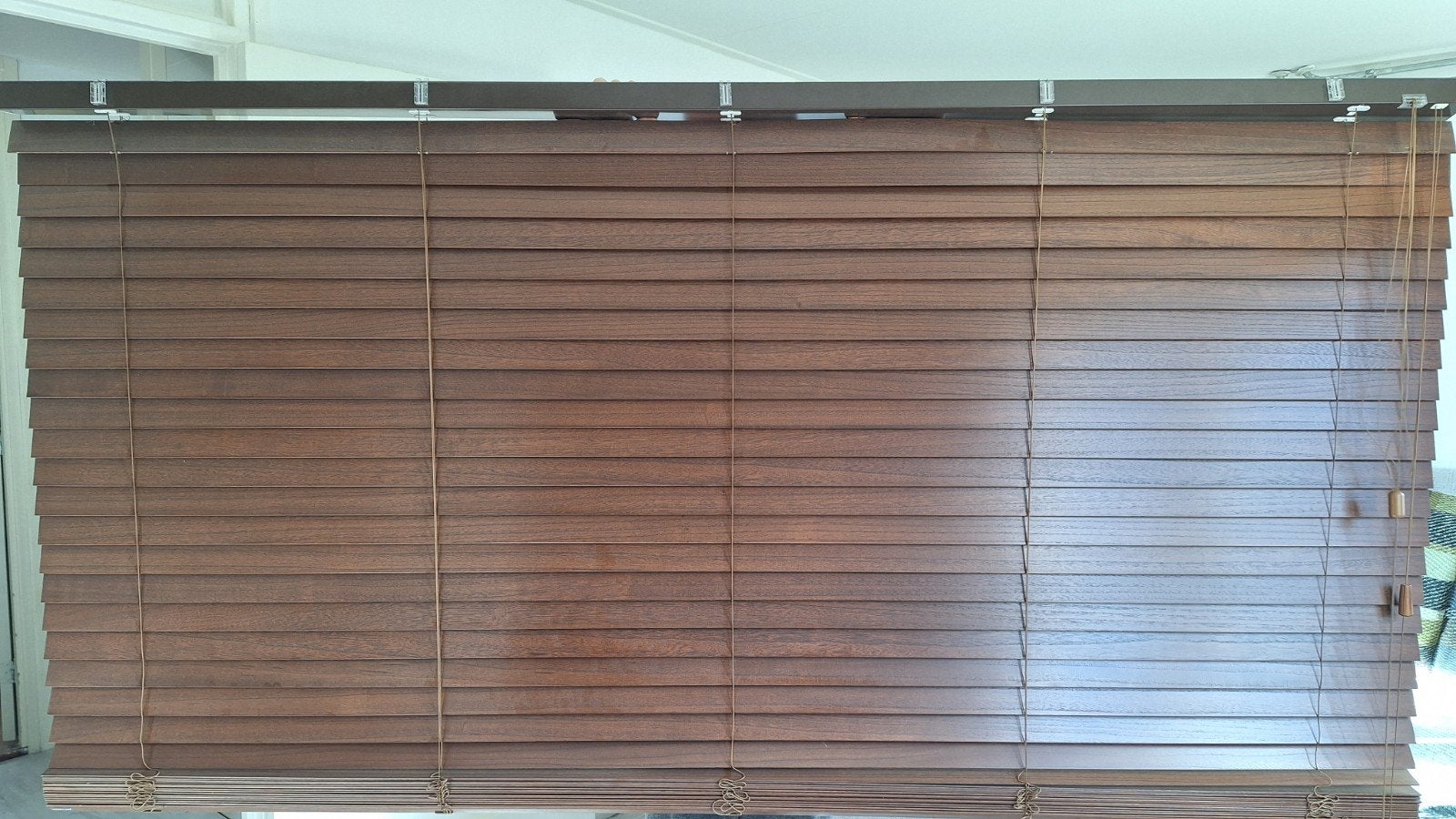 Houten jaloezieën - Oud Teak - 210x170 cm, Ophalen, Jaloezie, Gebruikt, Overige merken