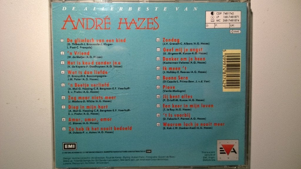 André Hazes - De Allerbeste Van André Hazes, Ophalen of Verzenden, Zo goed als nieuw, Levenslied of Smartlap, Album
