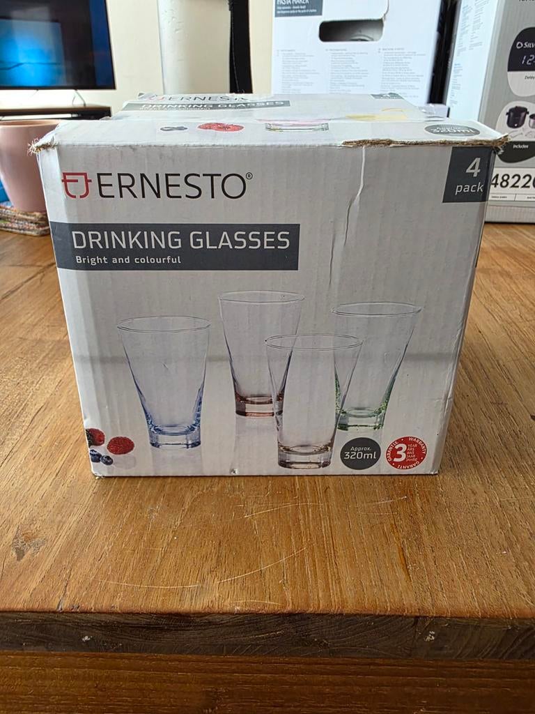 Ernest Drinking Glasses - 4-pack, Kleurrijk, 320ml, Ophalen of Verzenden, Nieuw