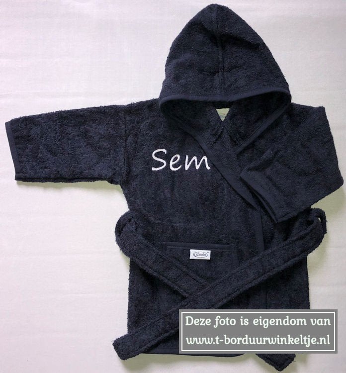 Badjas Navy Blue geborduurd met naam (baby of kind, 2 maten), Ophalen of Verzenden, Nieuw, Kraamcadeau