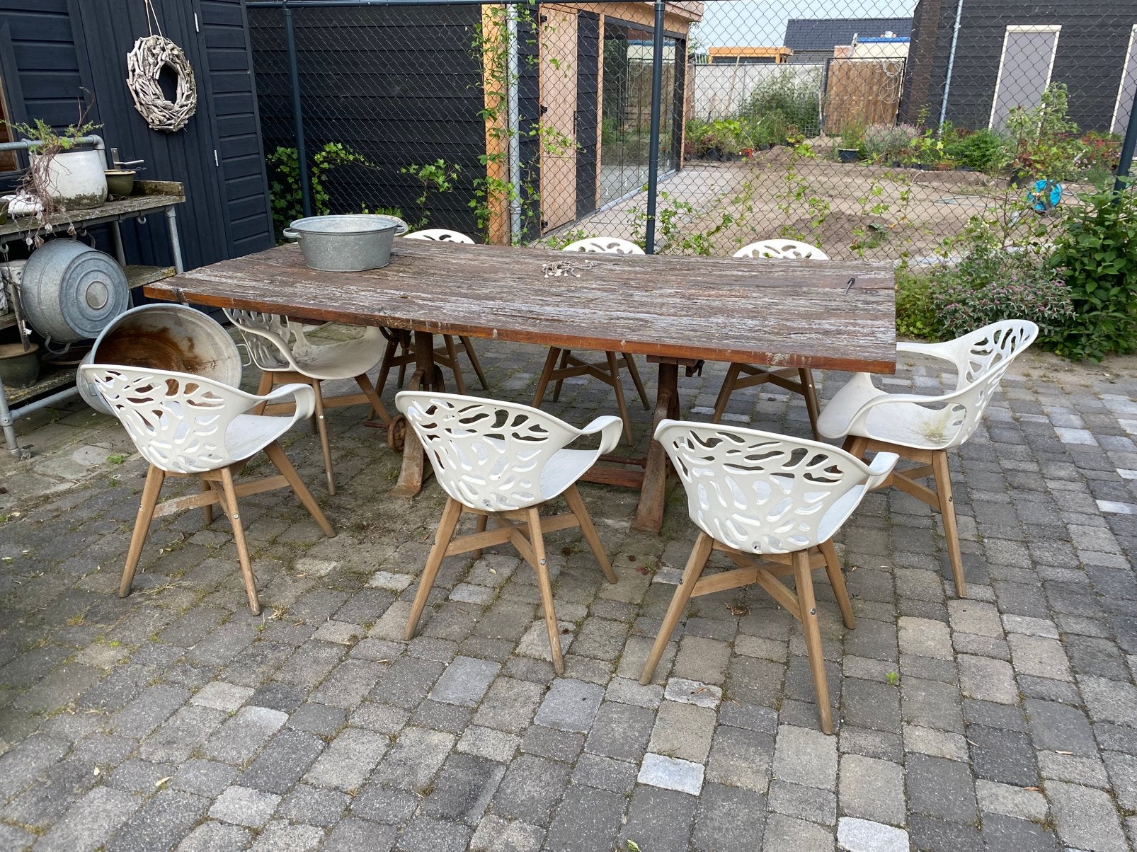 8 ikea stoelen, Tuin en Terras, Tuinsets en Loungesets, Ophalen, Gebruikt, Eettafel, 8 zitplaatsen