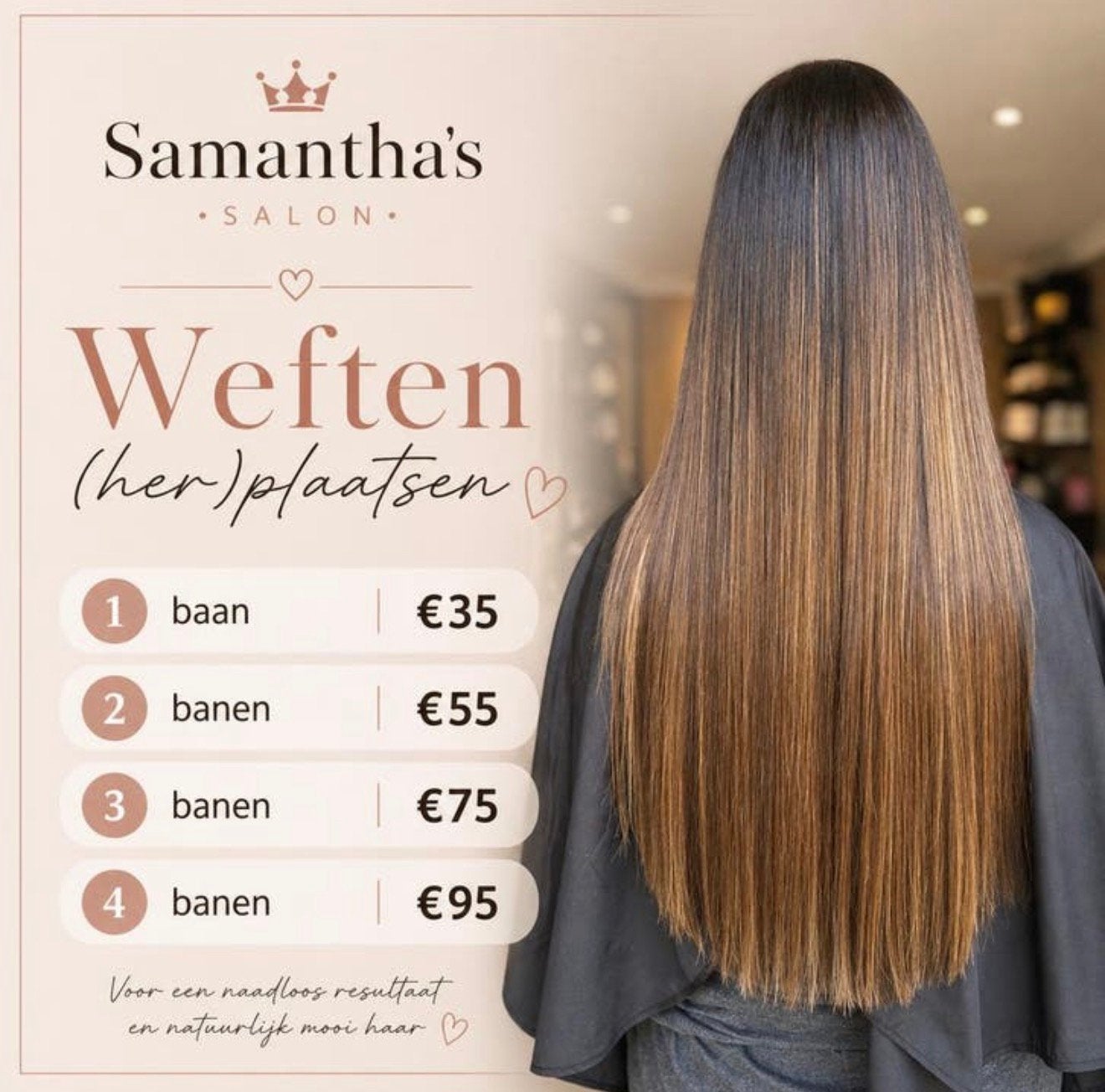 Hairextension, weften, extensions (her) plaatsen, Ophalen, Pruik of Haarverlenging