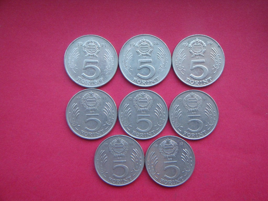 Kavel Hongarije setje munten 5 Forint 1971 / 1989., Verzenden, Hongarije, Setje