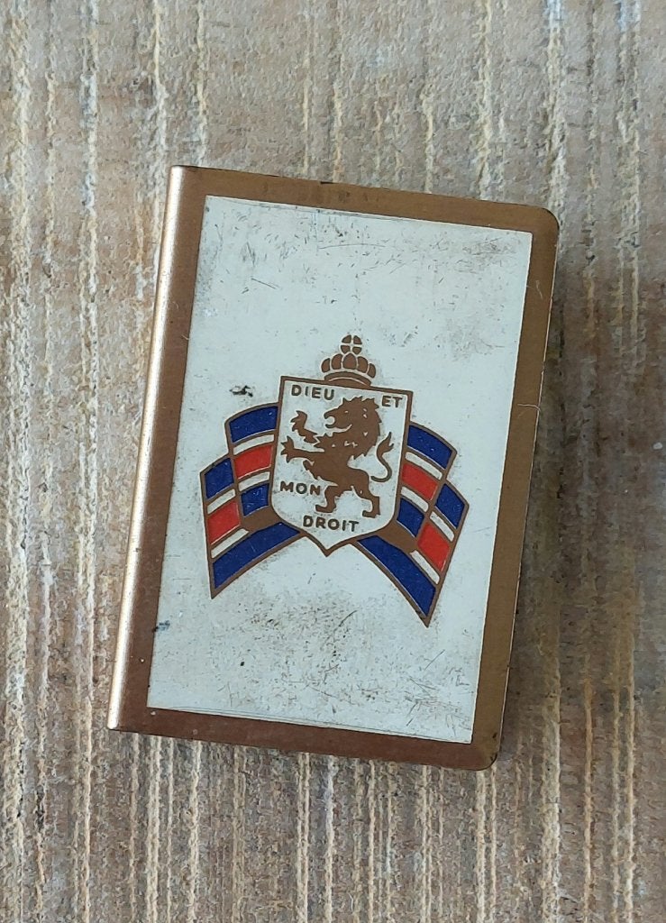 Vintage WOII matchboxhouder Britisch War Society, Ophalen of Verzenden