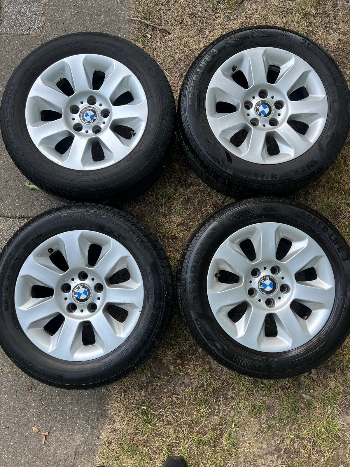 BMW E60/E61 Style 115 Velgen met Zomerbanden 215/55/16, Auto-onderdelen, Banden en Velgen, Gebruikt, 16 inch, Banden en Velgen