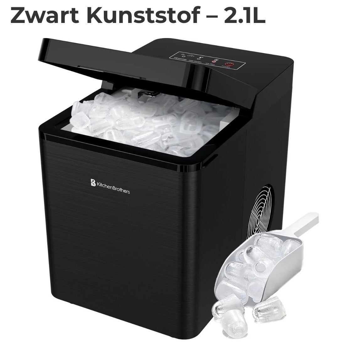 KitchenBrothers IJsblokjesmachine - Zwart Kunststof - 2.1L, Ophalen, Zonder vriesvak, Nieuw, Minder dan 75 liter