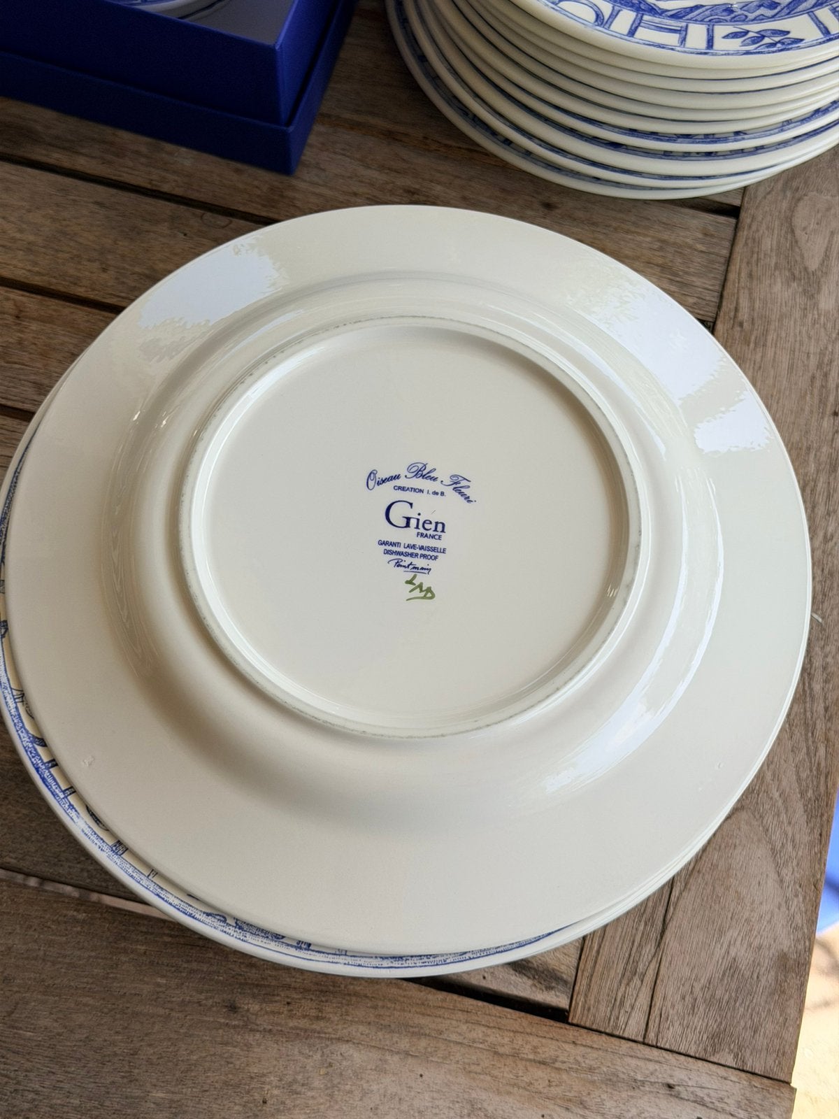 Gien OISEAU BLEU FLEURI Dinerborden, Huis en Inrichting, Keuken | Servies, Ophalen of Verzenden, Zo goed als nieuw, Bord(en), Overige stijlen