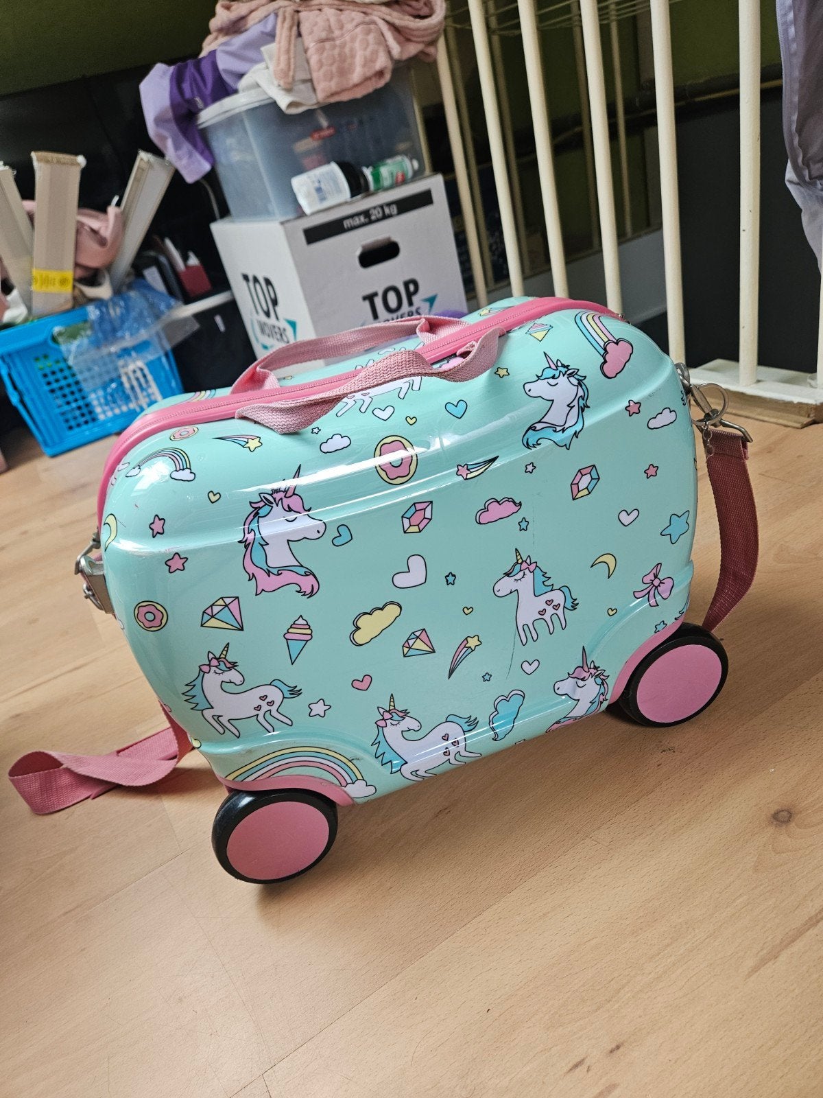 Leuke kinder reiskoffer met eenhoorns en wieltjes, Gebruikt, Hard kunststof, Minder dan 50 cm, Minder dan 35 cm