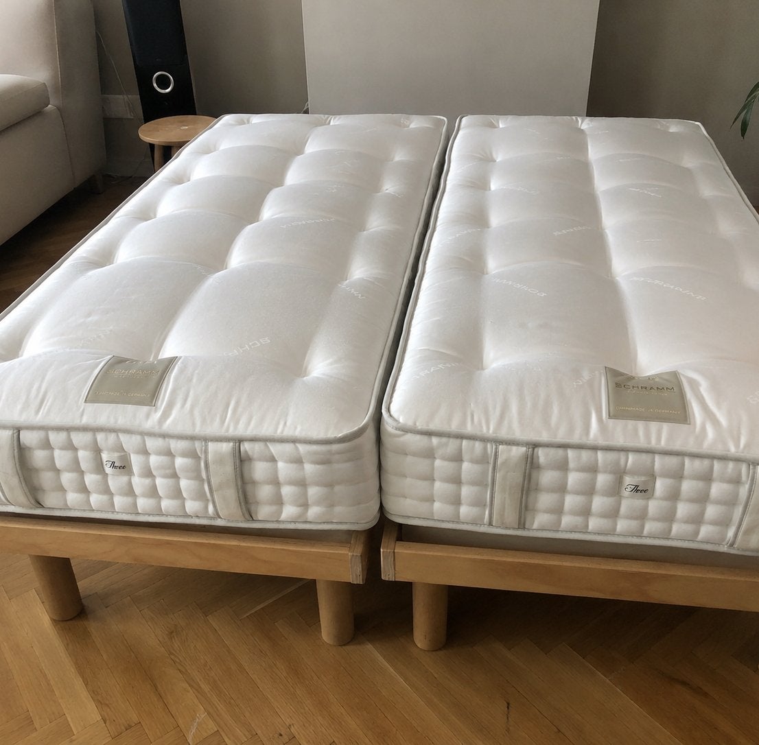 Schramm three Mythos matrassen en bedbodems, Ophalen, 90 cm, Tweepersoons, Zo goed als nieuw