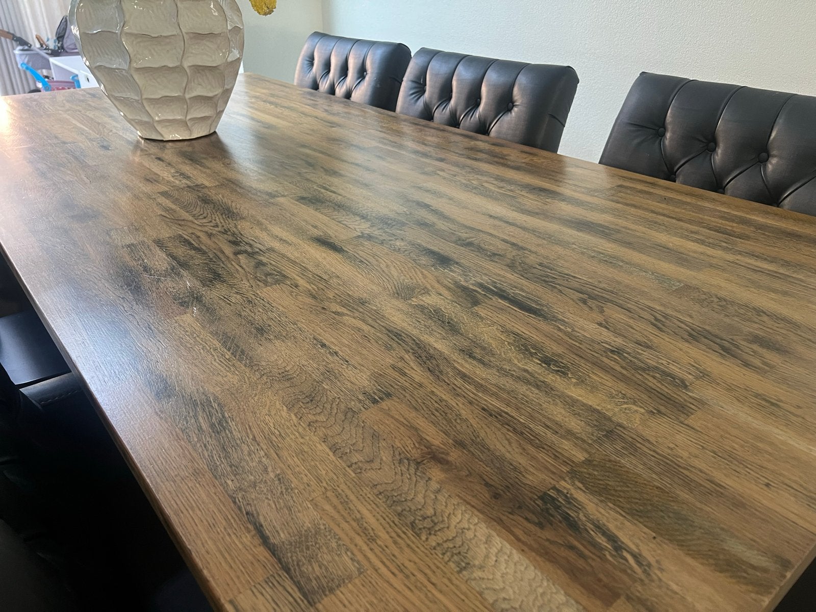 Eiken eettafel van 220x101 cm, Huis en Inrichting, Tafels | Eettafels, Ophalen, Gebruikt, 100 tot 150 cm, 200 cm of meer