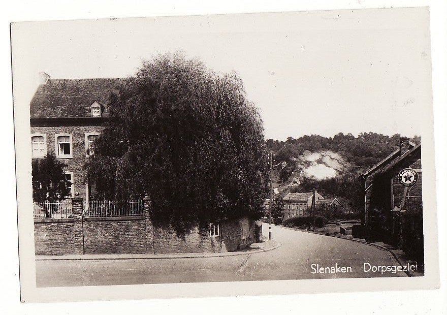 Slenaken (L) Dorpsgezicht 1950-Texaco Gasoline emaille bord, Ophalen, 1940 tot 1960, Gelopen, Limburg