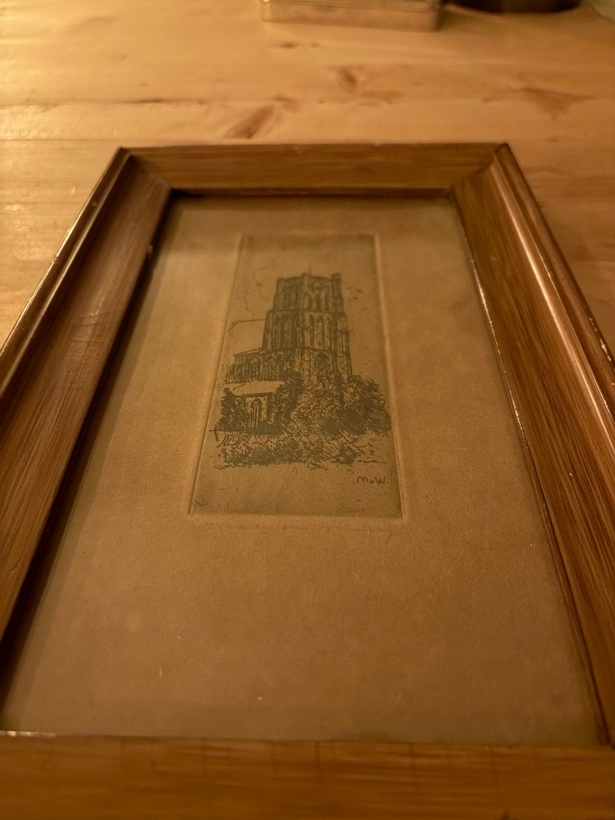 Ets van Martin van Waning - Toren van Brielle, Antiek en Kunst, Ets, Architectuur, Ophalen of Verzenden, Gesigneerd