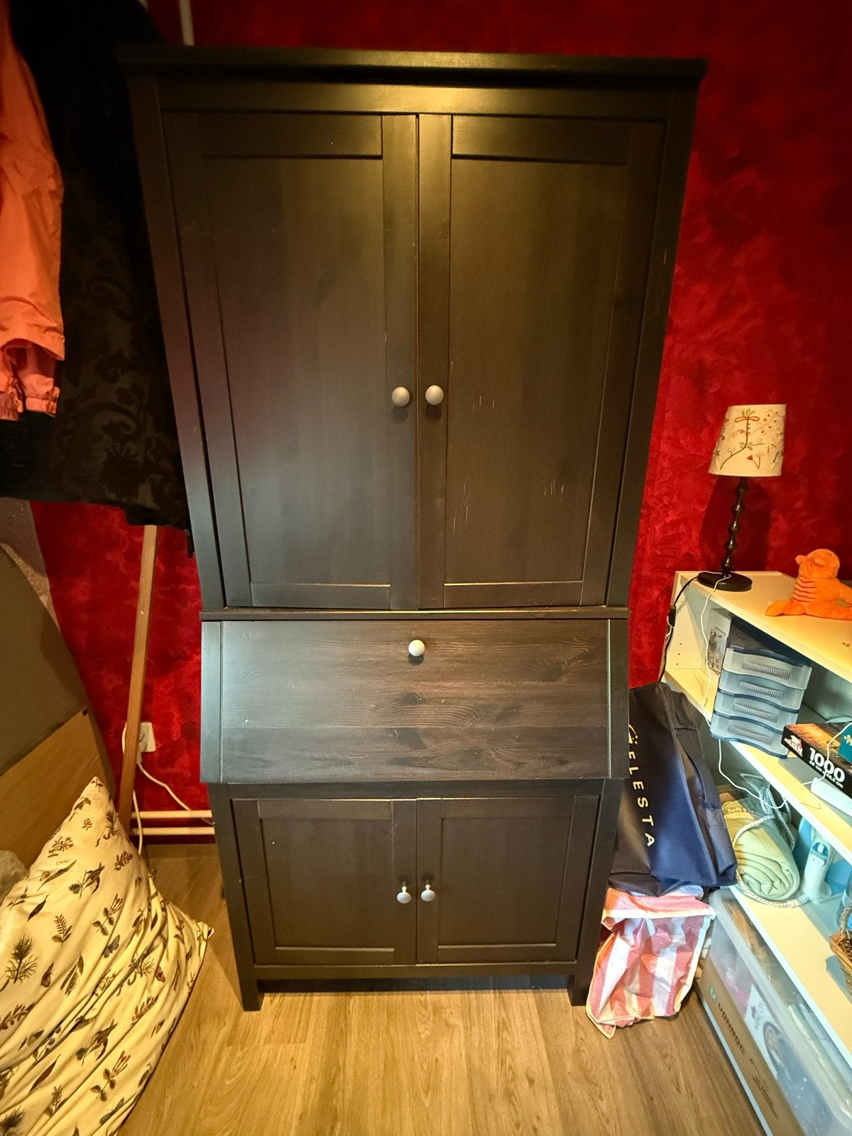 IkeaDonkerbruine kast met bureaufunctie, Ophalen, Gebruikt, 200 cm of meer, 50 tot 100 cm