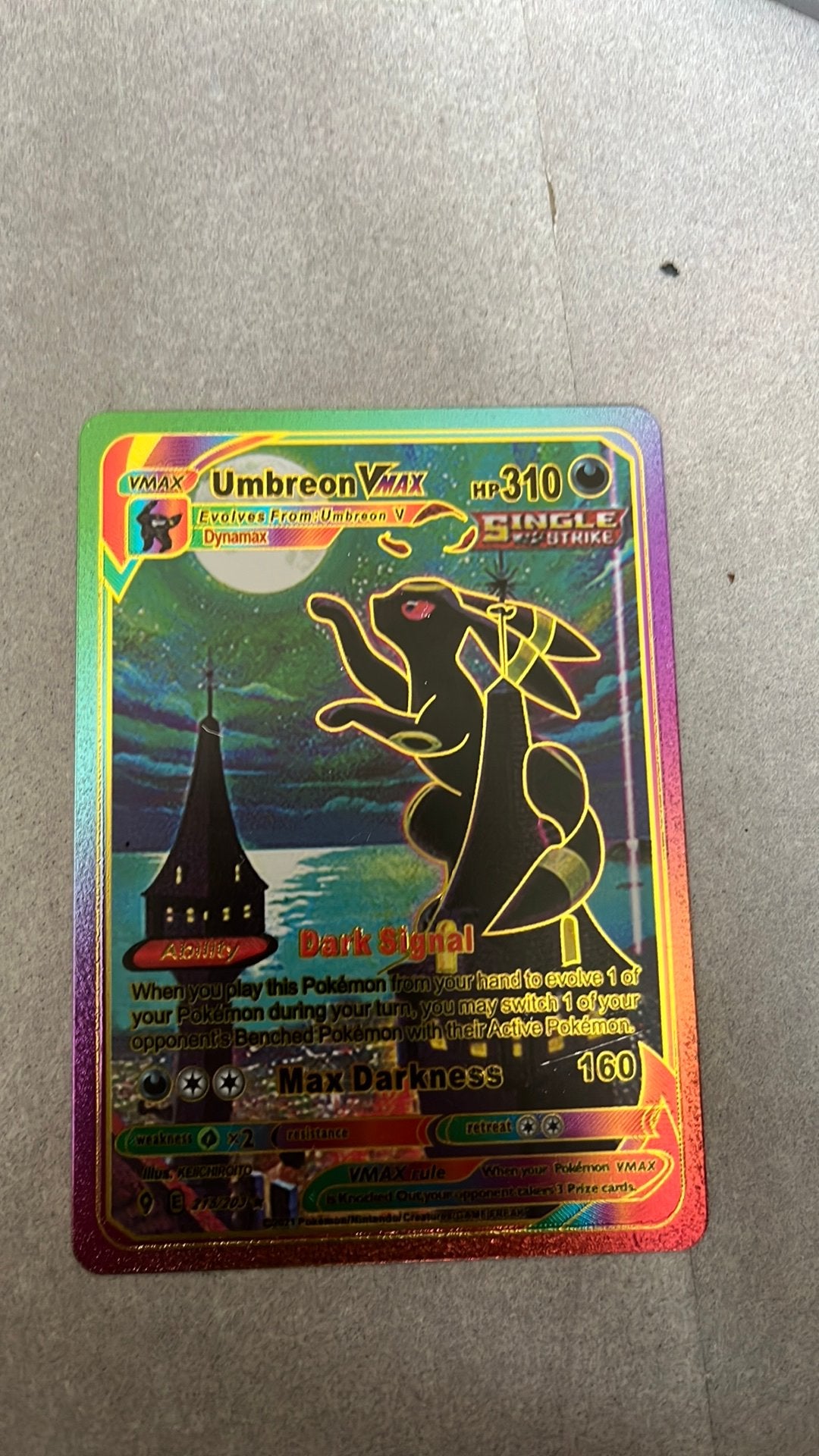 Umbreon Vmax pokemon, Hobby en Vrije tijd, Verzamelkaartspellen | Pokémon, Ophalen, Zo goed als nieuw, Losse kaart, Foil