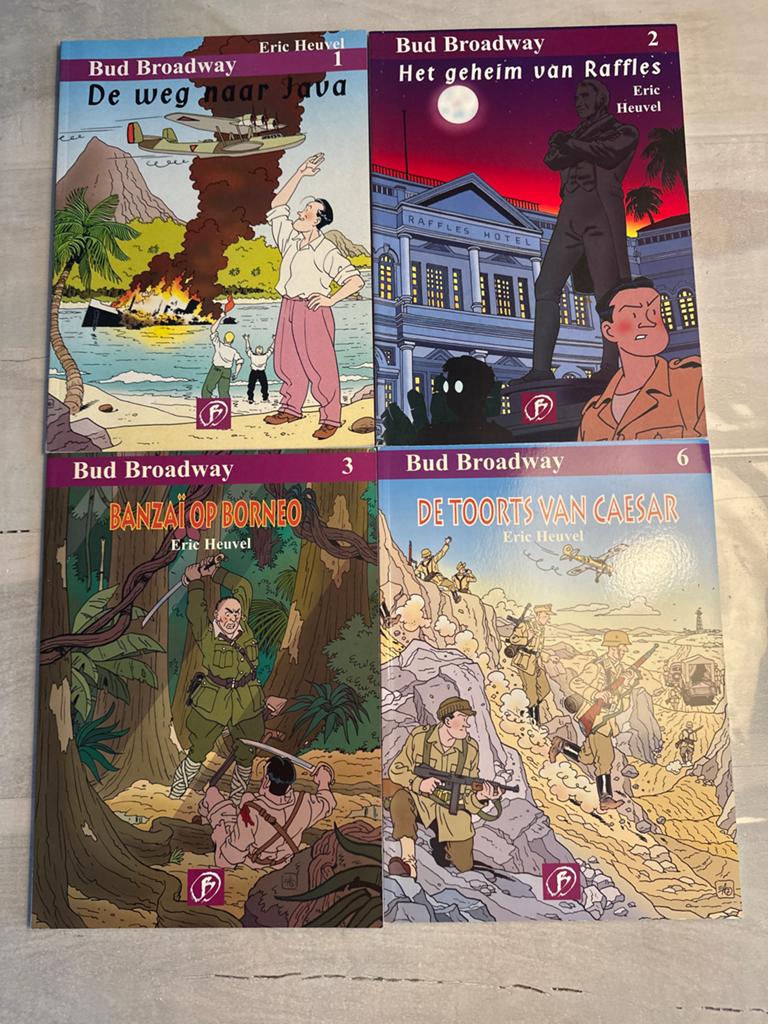 Bud Broadway - Eric Heuvel - Deel 1, 2, 3 en 6, Boeken, Meerdere stripboeken, Ophalen of Verzenden, Gelezen
