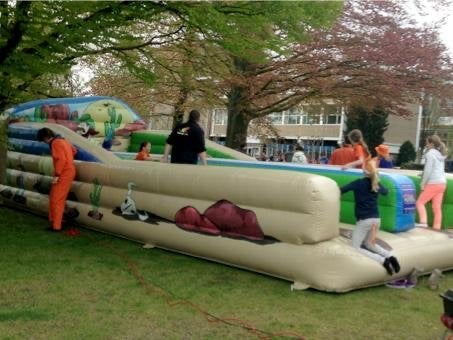 Opblaasbare Rodeo Attractie met Glijbaan, Ophalen of Verzenden, Gebruikt