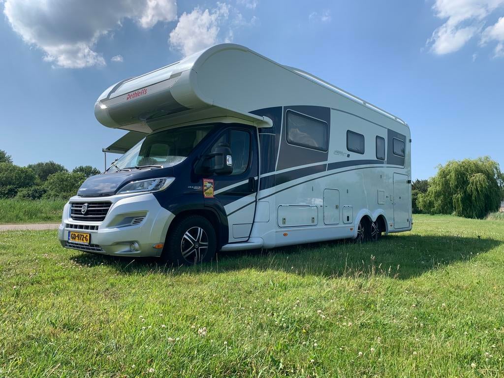 Dethleffs A7870-2 tandemasser Fiat 3.0 aut. 180pk NL Camper, Luifel, Fiat, Vloeistofverwarming, 7 tot 12 maanden geleden