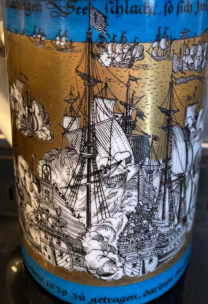 Oud Bierpul Zeeslag te Duins Admiraal Tromp 21 oktober 1639, Verzamelen, Biermerken, Verzenden, Gebruikt, Pul(len), Overige merken