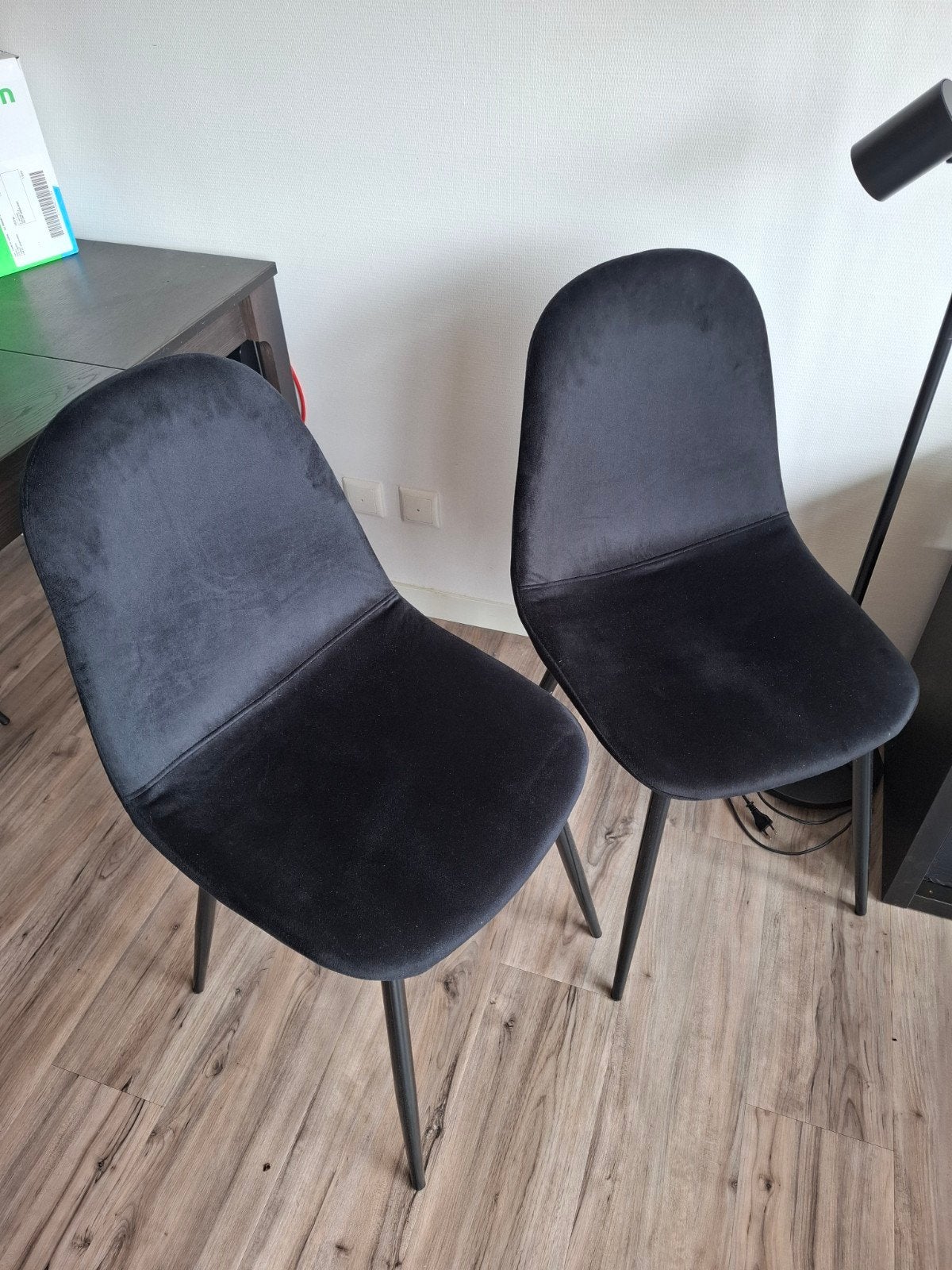 2 zwarte velvet stoelen, Ophalen, Gebruikt, Twee, Modern, Velvet
