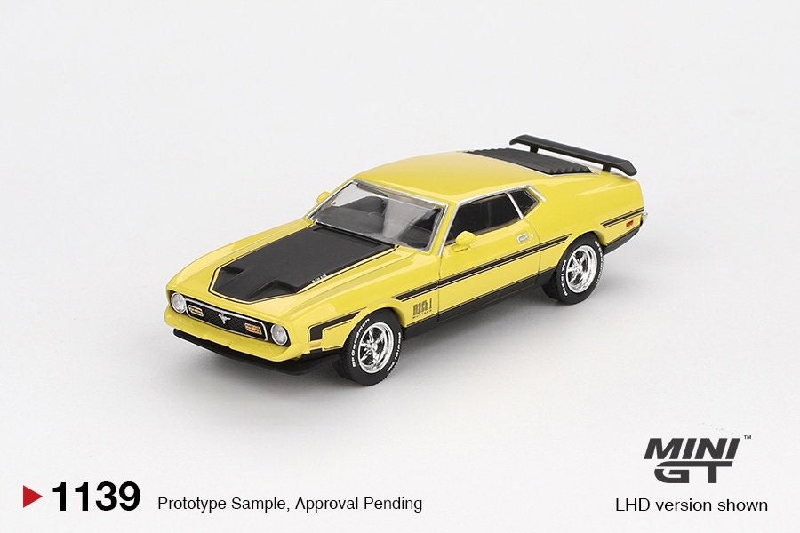Mini GT 1:64 Ford Mustang Mach 1 Grabber Yellow 1971, -, Nieuw, Ophalen of Verzenden, -