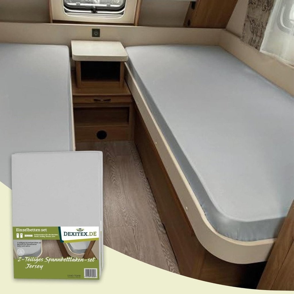 Enkele bedden indeling 2 delig, jersey hoeslakenset, Caravans en Kamperen, Caravan accessoires, Dexitex.nl, Verzenden, Buurserstraat 15 A, 7481 EG,Haaksbergen