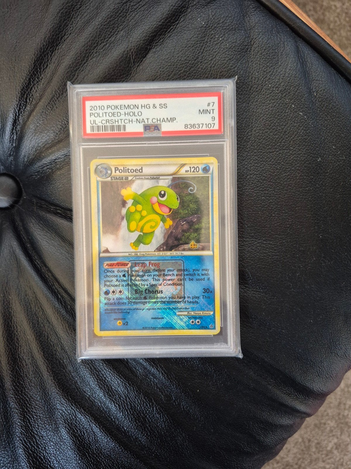 Politoed 7 Crosshatch Pokemon League PSA9, Ophalen of Verzenden, Zo goed als nieuw