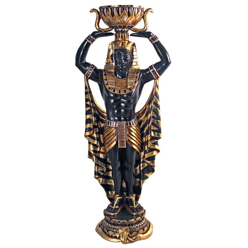 Egyptische Farao Standbeeld - Zwart en Goud, Handgemaakt, Beeld, Composieten, Klassiek