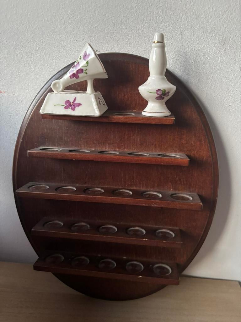 Vintage porseleinen grammafoon met viooltjesdecor, Ophalen of Verzenden