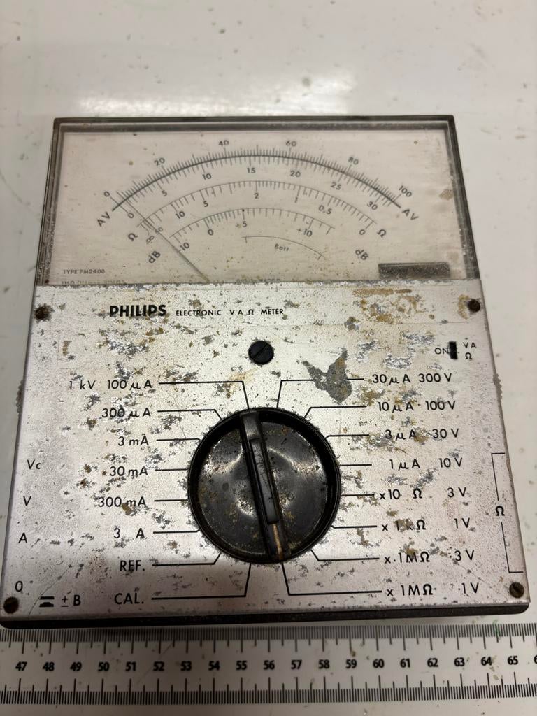 Antieke Philips PM2400 Universele V-A-Ω Meter, Ophalen of Verzenden