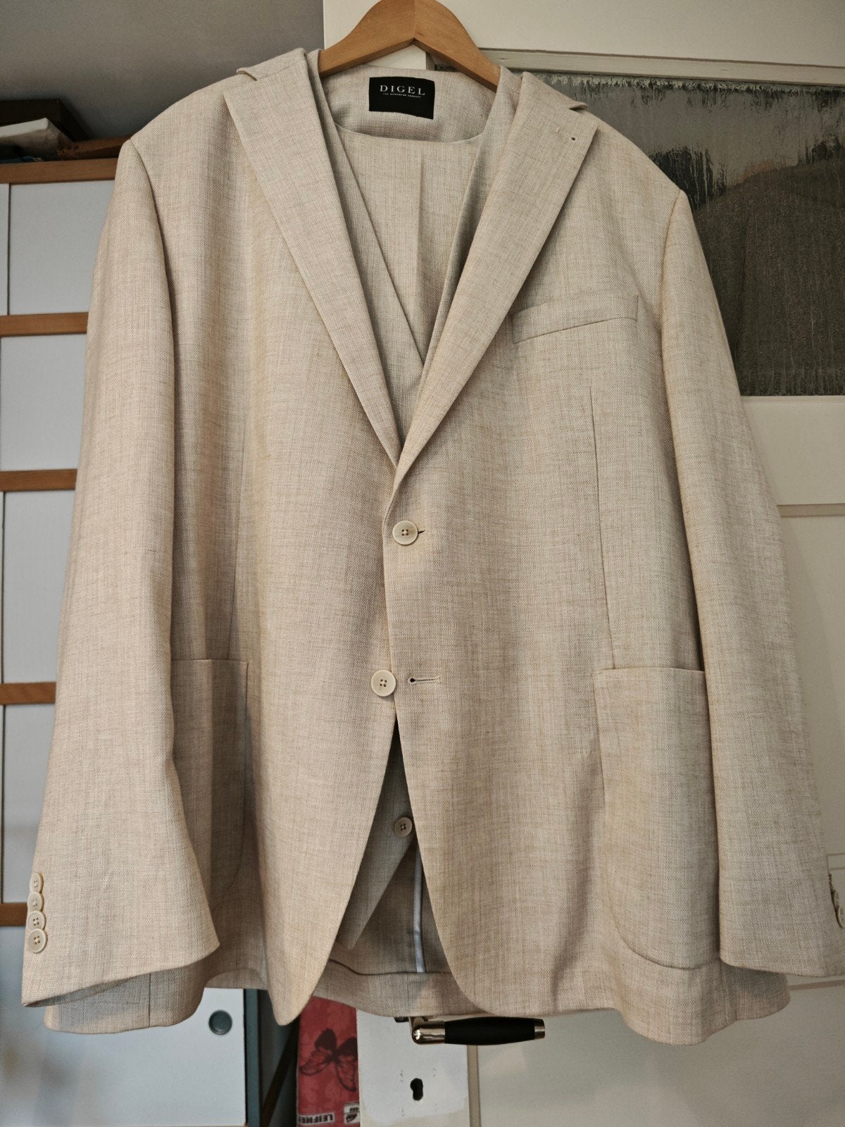 zeer goede staat driedelig Digel Herenpak beige maat 58, Beige, Digel, Maat 56/58 (XL), Ophalen of Verzenden