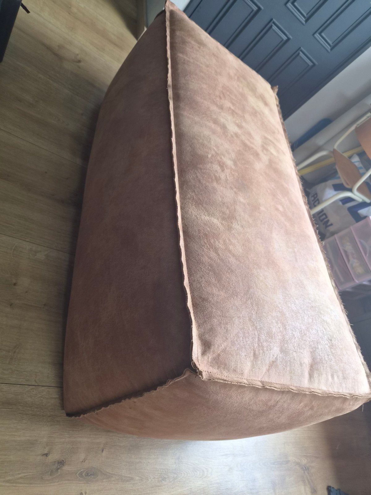 WOOOD poef Rodeo cognac, Huis en Inrichting, Banken | Voetenbanken en Poefen, Ophalen, Gebruikt, 100 tot 125 cm, Leer