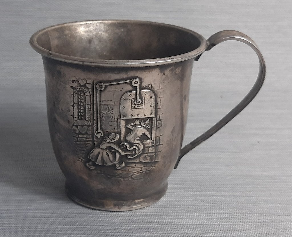 m007-Verzilverd bekertje, Hans en Grietje, heks., Ophalen of Verzenden