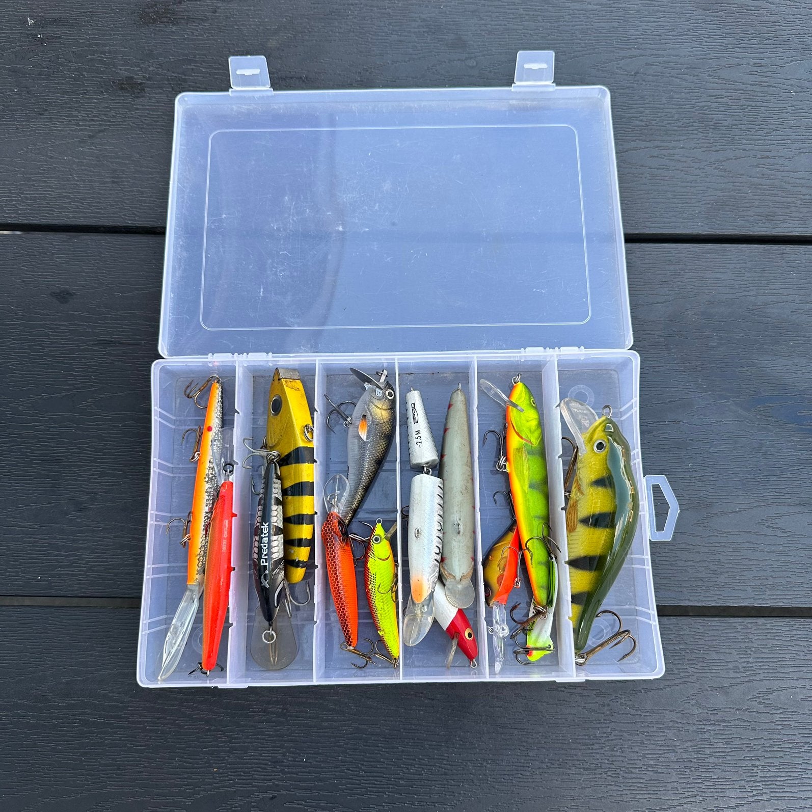 Kunstaas set van 14 stuks + tacklebox, Ophalen of Verzenden, Zo goed als nieuw, Overige typen