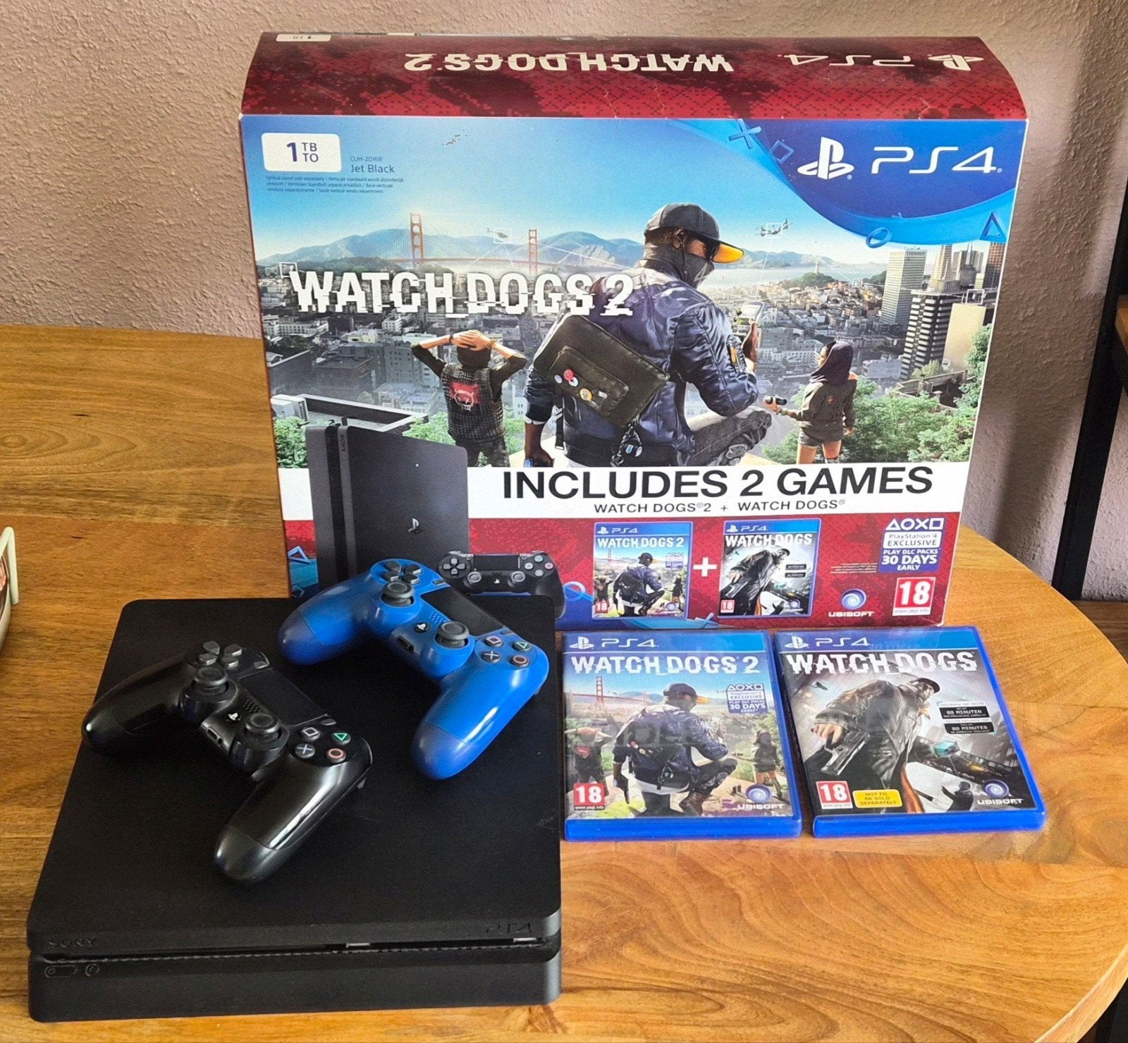 playstation 4 1tb en watchdogs games, Met games, Met 2 controllers, Ophalen of Verzenden, 1 TB