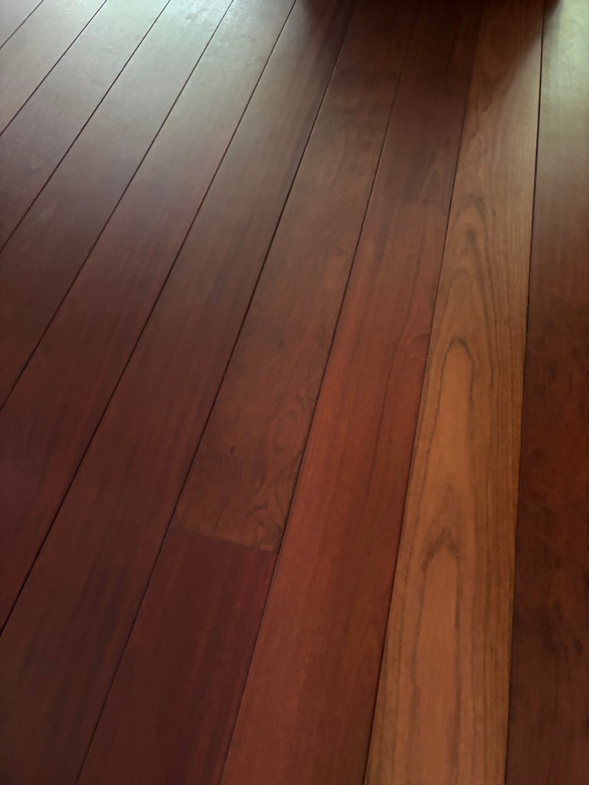 Prachtige massief houten Jatoba vloer, Ophalen, Vloerdelen of -planken, Zo goed als nieuw, 10 m² of meer