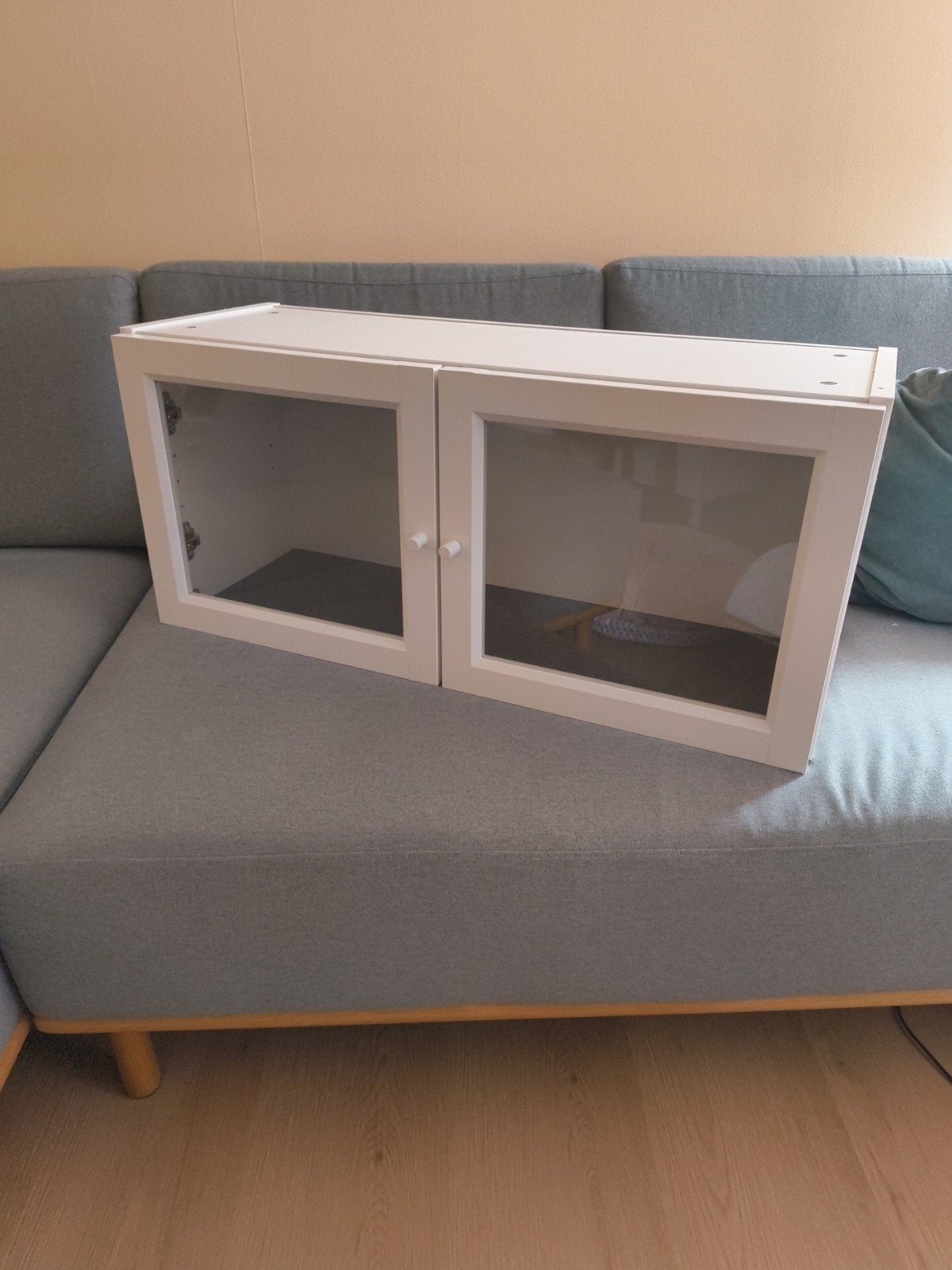 IKEA Billy bovendeel + OXBERG deurtjes wit, Ophalen, Glas, 50 tot 100 cm, Zo goed als nieuw