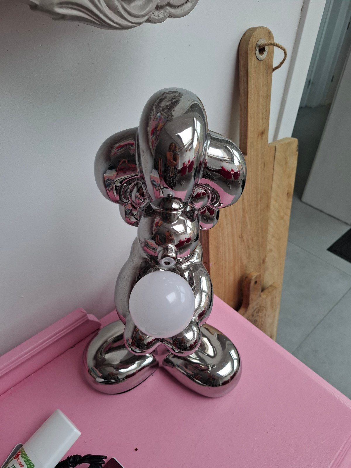 poedellamp hondenlamp xenos xxl zilver, Keramiek, E27 (groot), Zo goed als nieuw, Ophalen