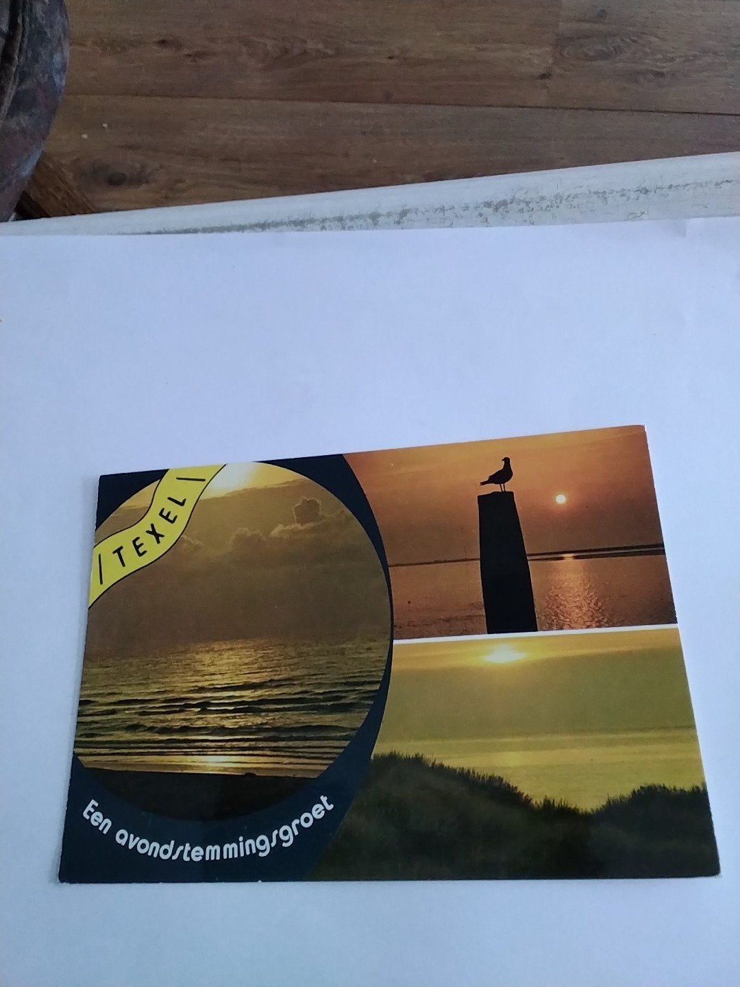 Oude ansichtkaart Texel - Een avondstemming/groet, Verzamelen, Ophalen of Verzenden, 1980 tot heden, Gelopen, Waddeneilanden