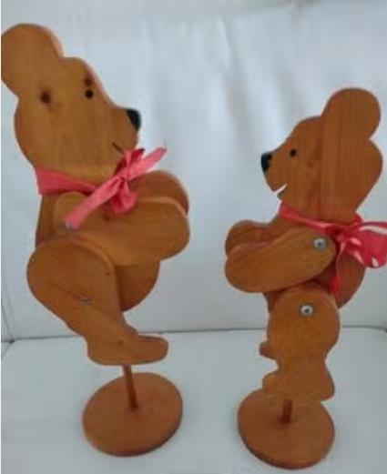 2 Houten Beweegbare Beren, Verzamelen, Beren en Cherished Teddies, Ophalen of Verzenden, Zo goed als nieuw, Overige typen, Overige merken