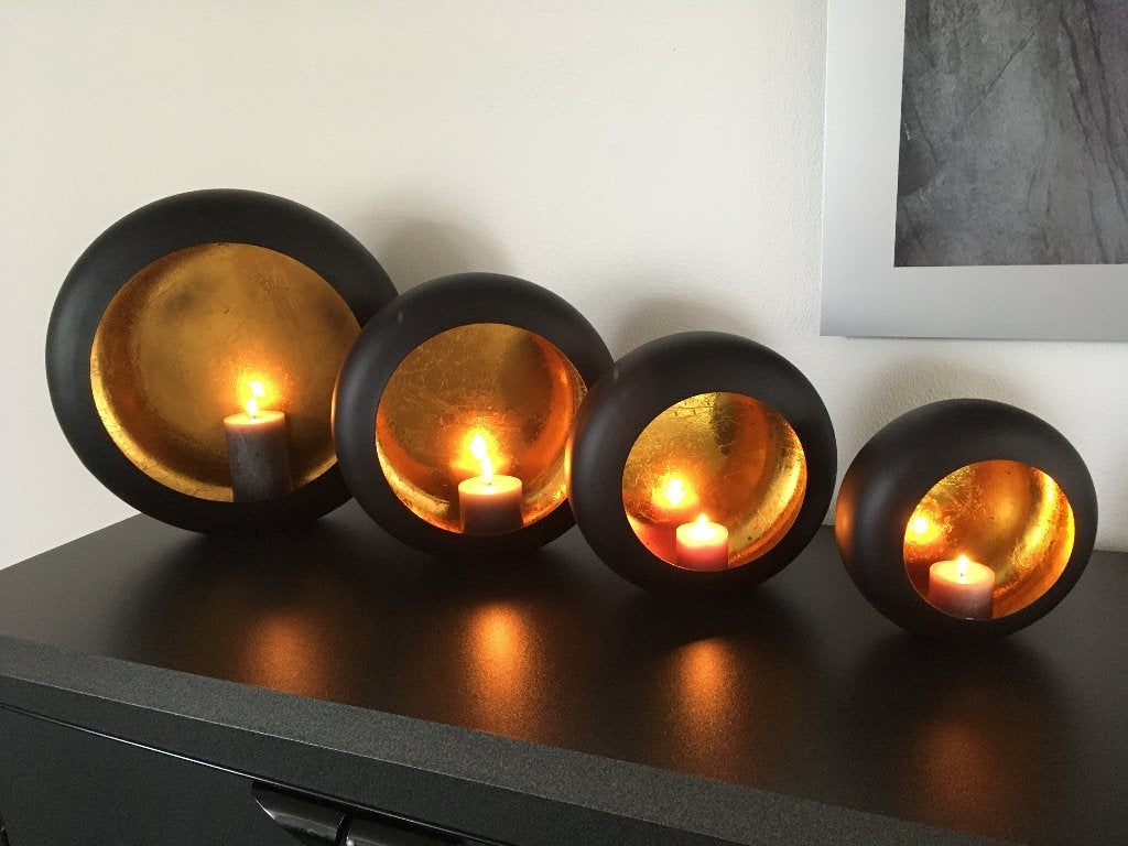 Marrakech round candles black/gold S,M,L of XL Nieuw!, Windlicht, Meerkleurig, Overige merken, Nieuw