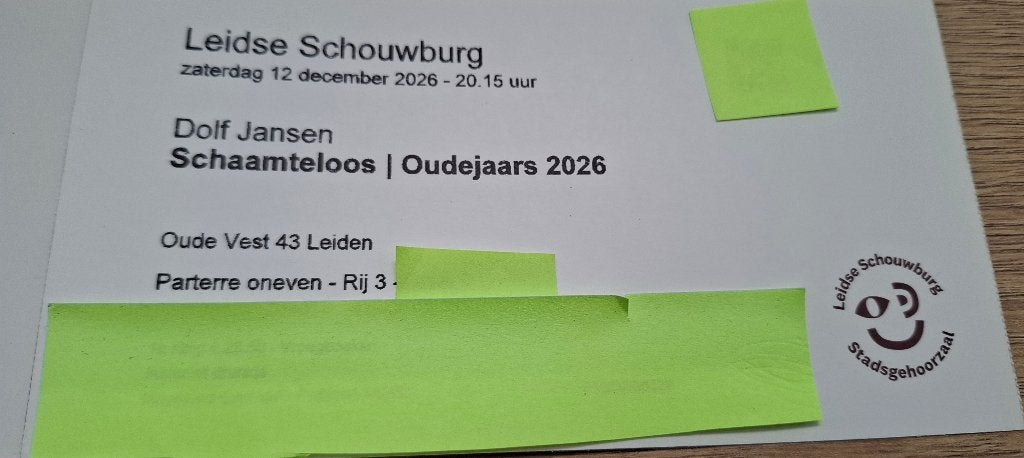 2 kaarten Dolf Jansen Oudejaars 2026, Twee personen, December
