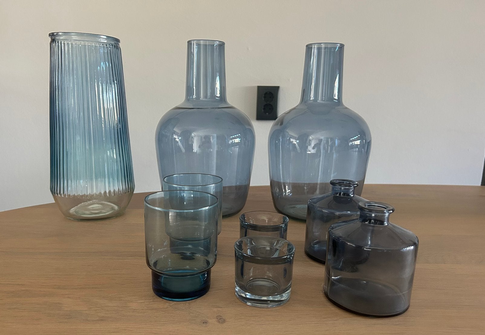 Blauwe glazen accesoires, Ophalen, Gebruikt, Blauw, Glas