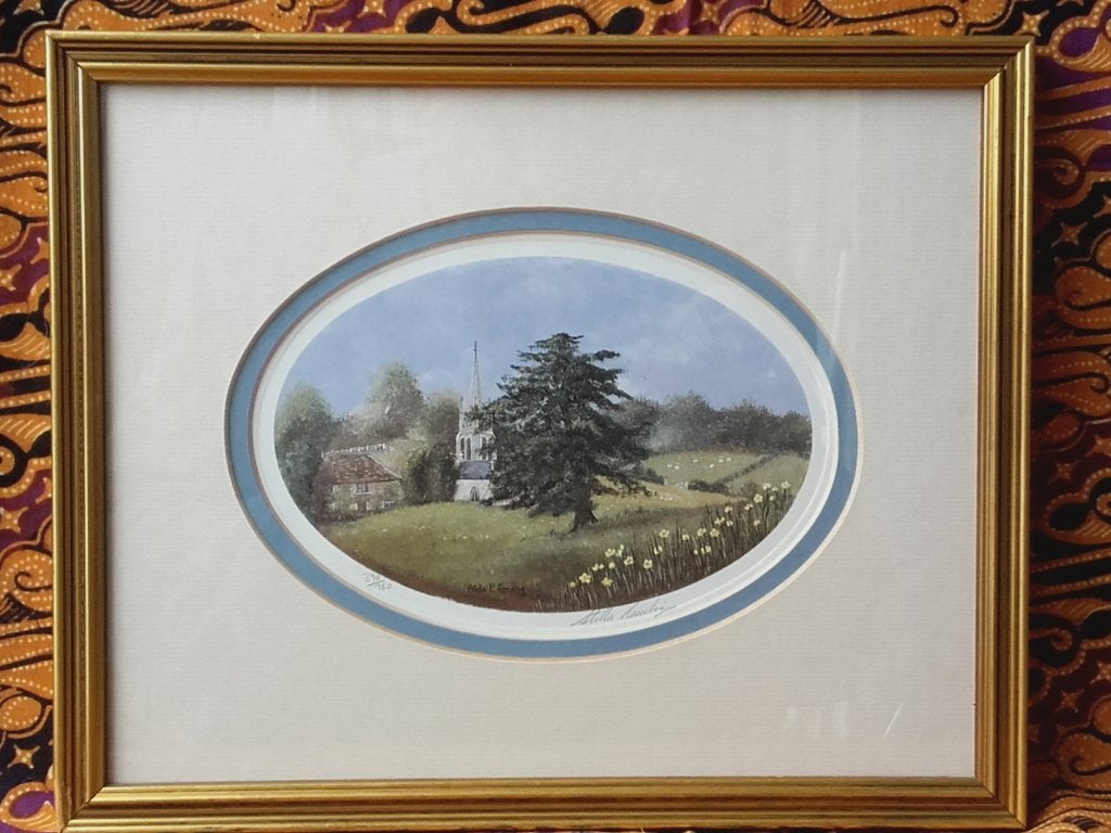 Mooi stel vintage ingelijste prenten van Isabelle Estella., Gelimiteerde oplage, Ophalen of Verzenden, Landschappen, Lithografie