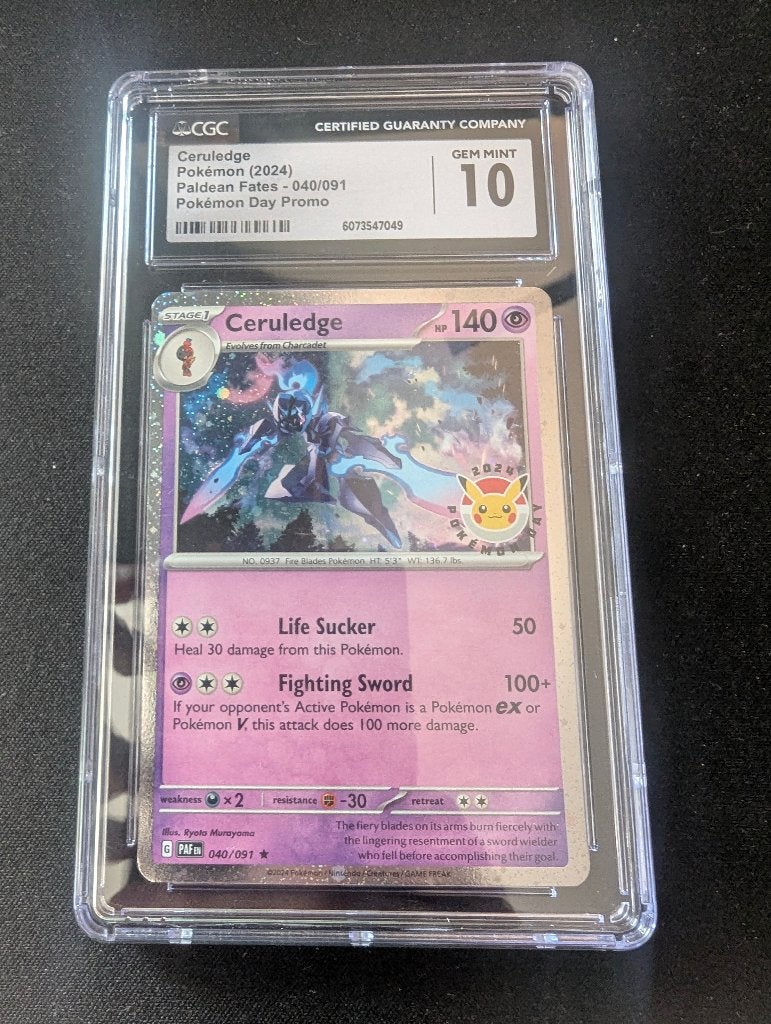 Ceruledge GGC 10 Pokemon day stamp, Ophalen, Zo goed als nieuw, Losse kaart, Foil
