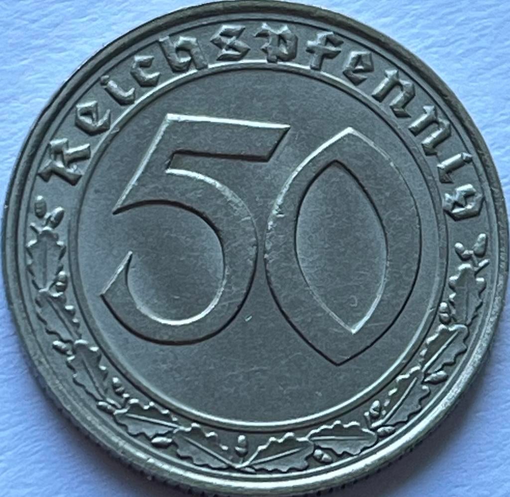 Derde Rijk 50 reichspfennig 1938D, Postzegels en Munten, Munten | Europa | Niet-Euromunten, Ophalen of Verzenden, Duitsland, Losse munt