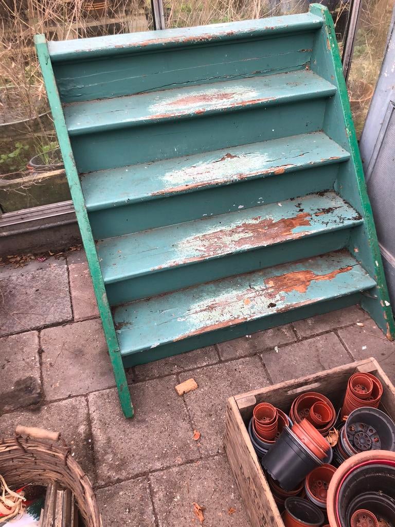 Brocante theatertrap hout, Ophalen of Verzenden