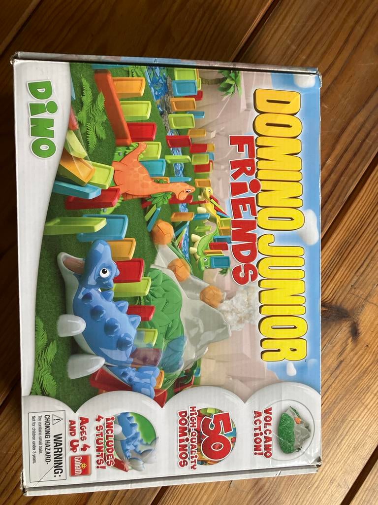 Domino Junior Friends Dino - 50 dominostenen en stunts, Ophalen of Verzenden, Gebruikt, Overige merken