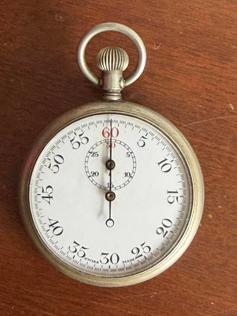 Antieke Zwitserse stopwatch Made in Switzerland (werkt niet), Ophalen of Verzenden