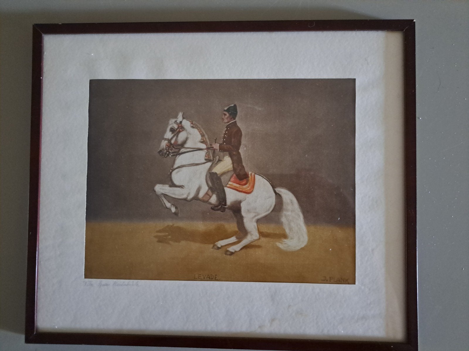 Vintage zijdedruk Josef Plank - Lipizzaner "Levade", Ophalen